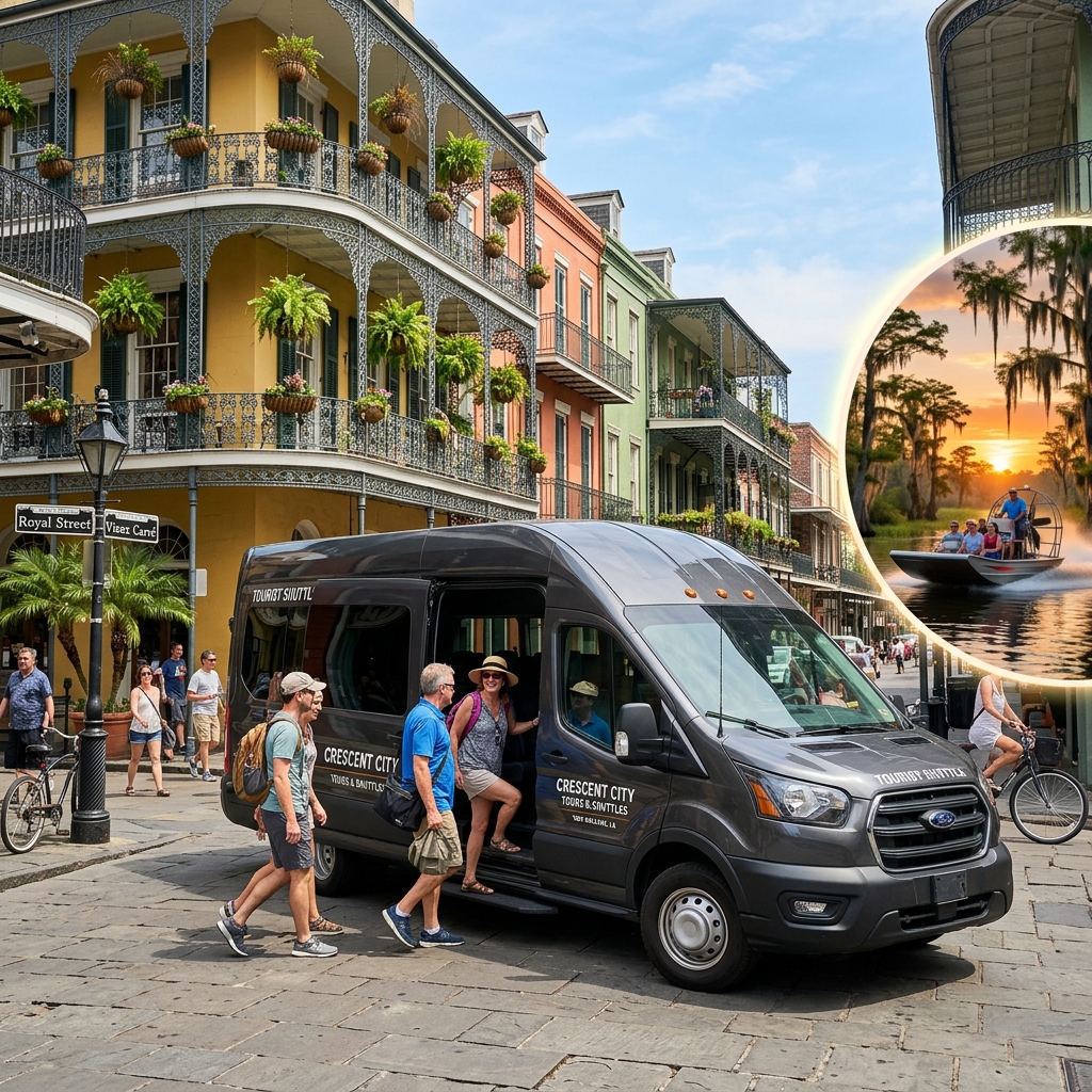 Hotel pickup shuttle for New Orleans airboat tour